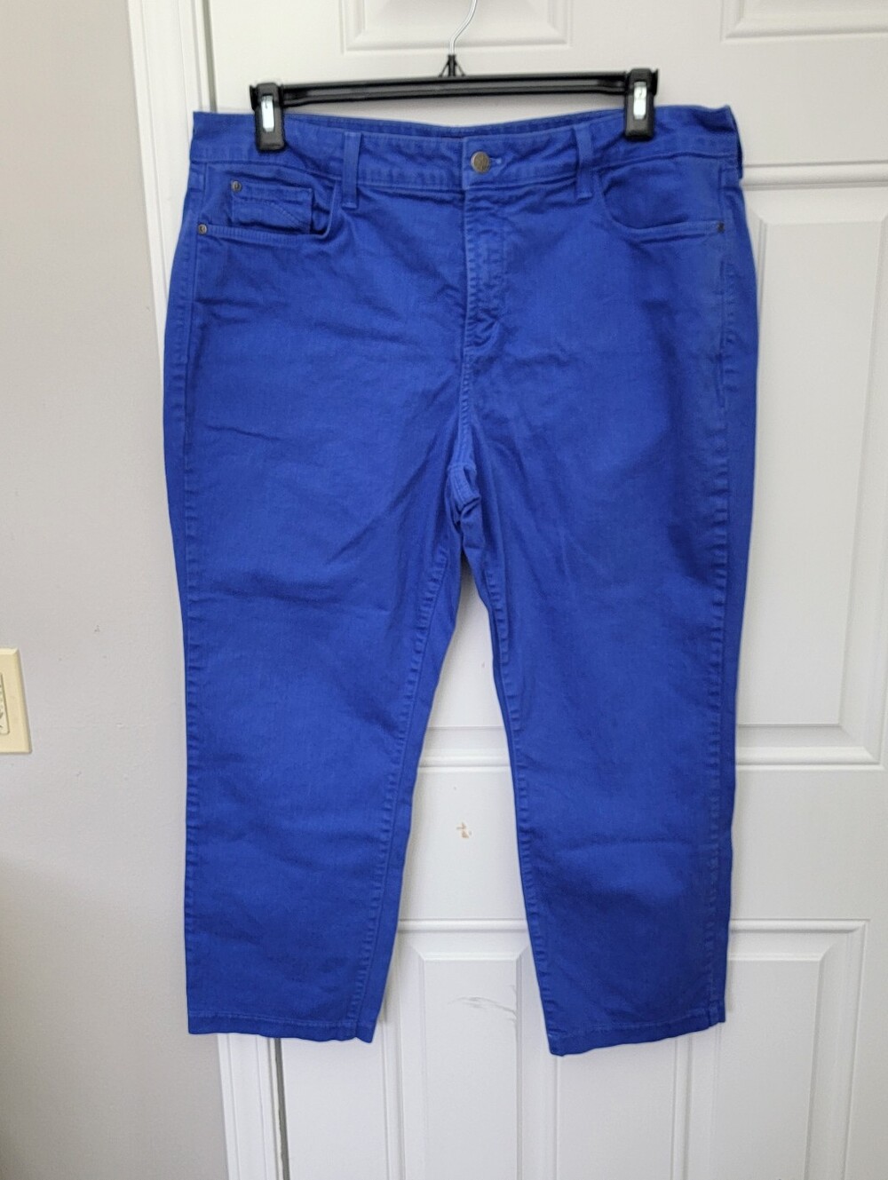 NYDJ Blue Ankle Pants Slim Mid Rise Stretch Twill Pockets Zip Button size 16W